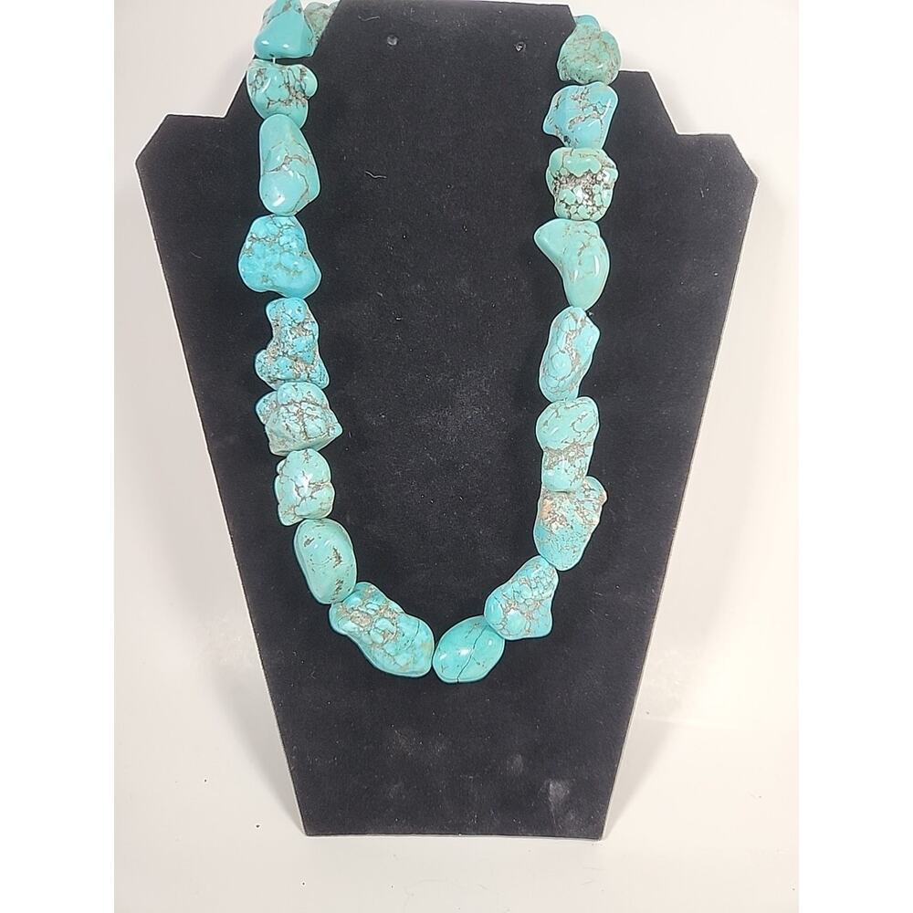 Vintage Large Chunky Rough Turquoise Necklace